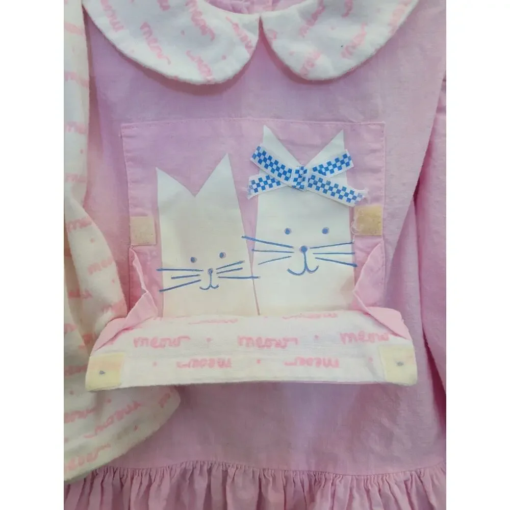 VTG Sweet Potato Pink Dress with Leggings 4T Kitten Cats Pocket